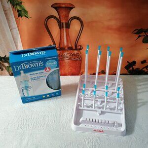 Bundle Dr. Brown's Natural Flow Bottles AND Munchkin Folding Drying Bottle Rack